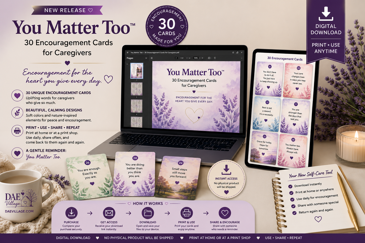 You Matter Too — 30 Encouragement Cards for Caregivers